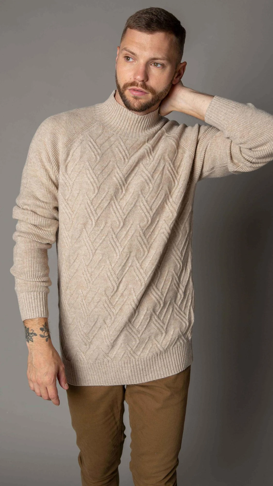 Cable mock neck sweater deals