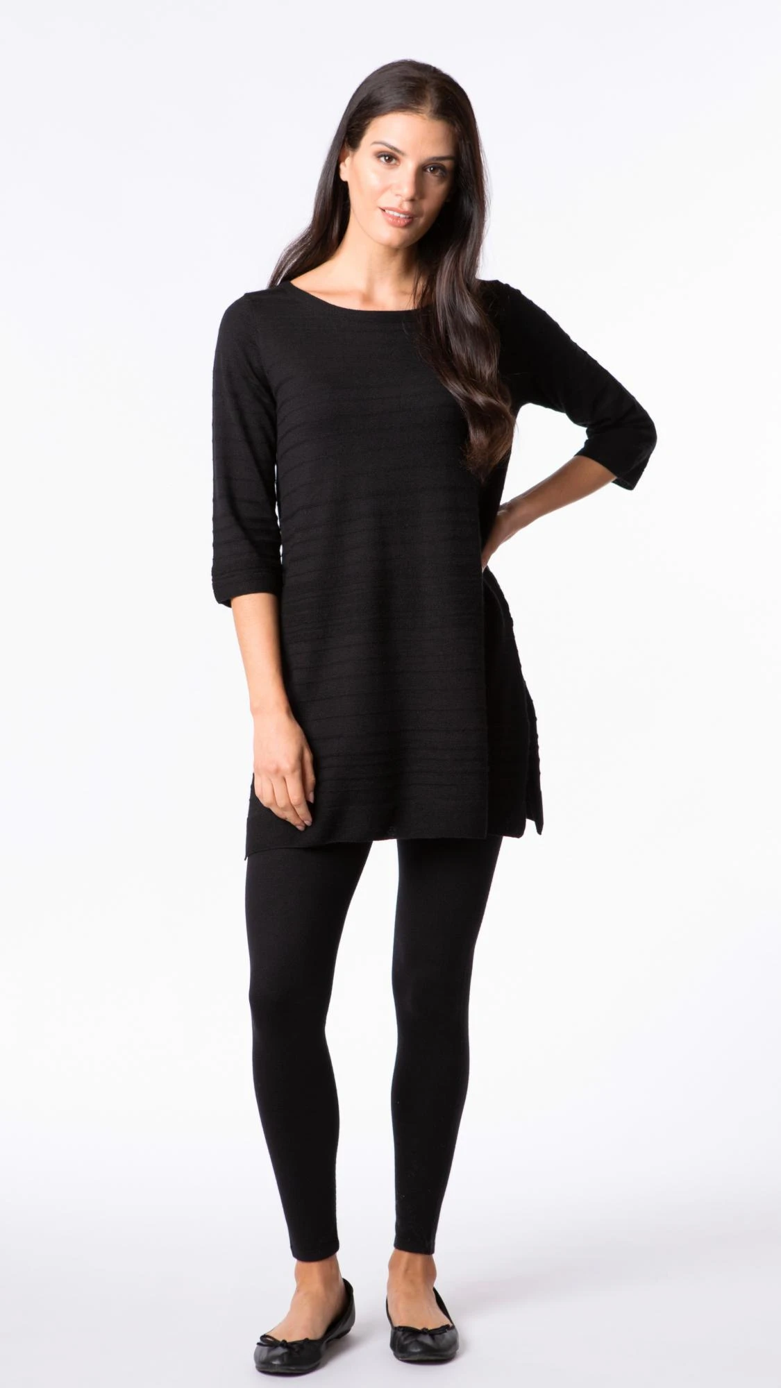Black cashmere tunic sweater top