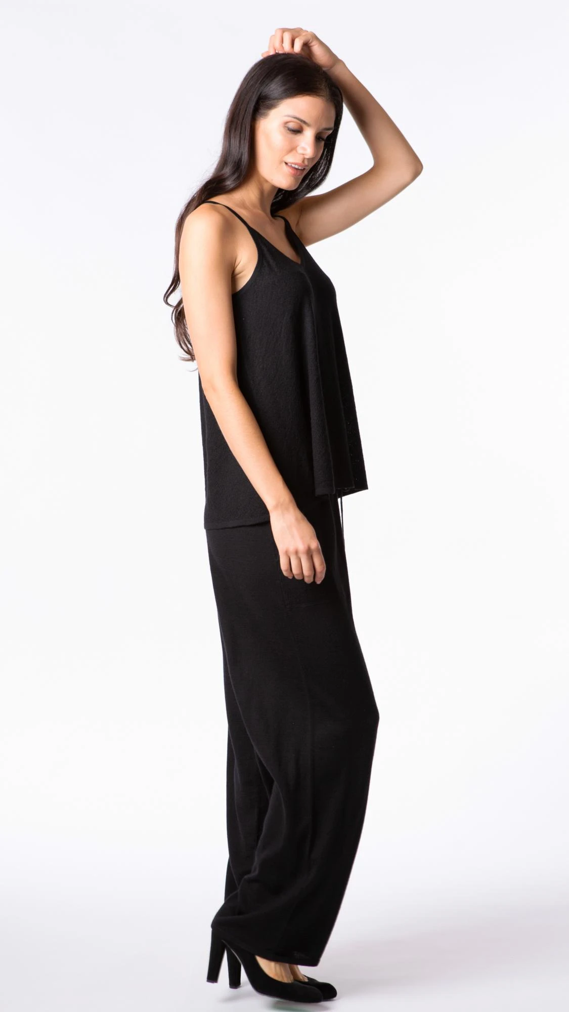 Black cashmere tank top best sale