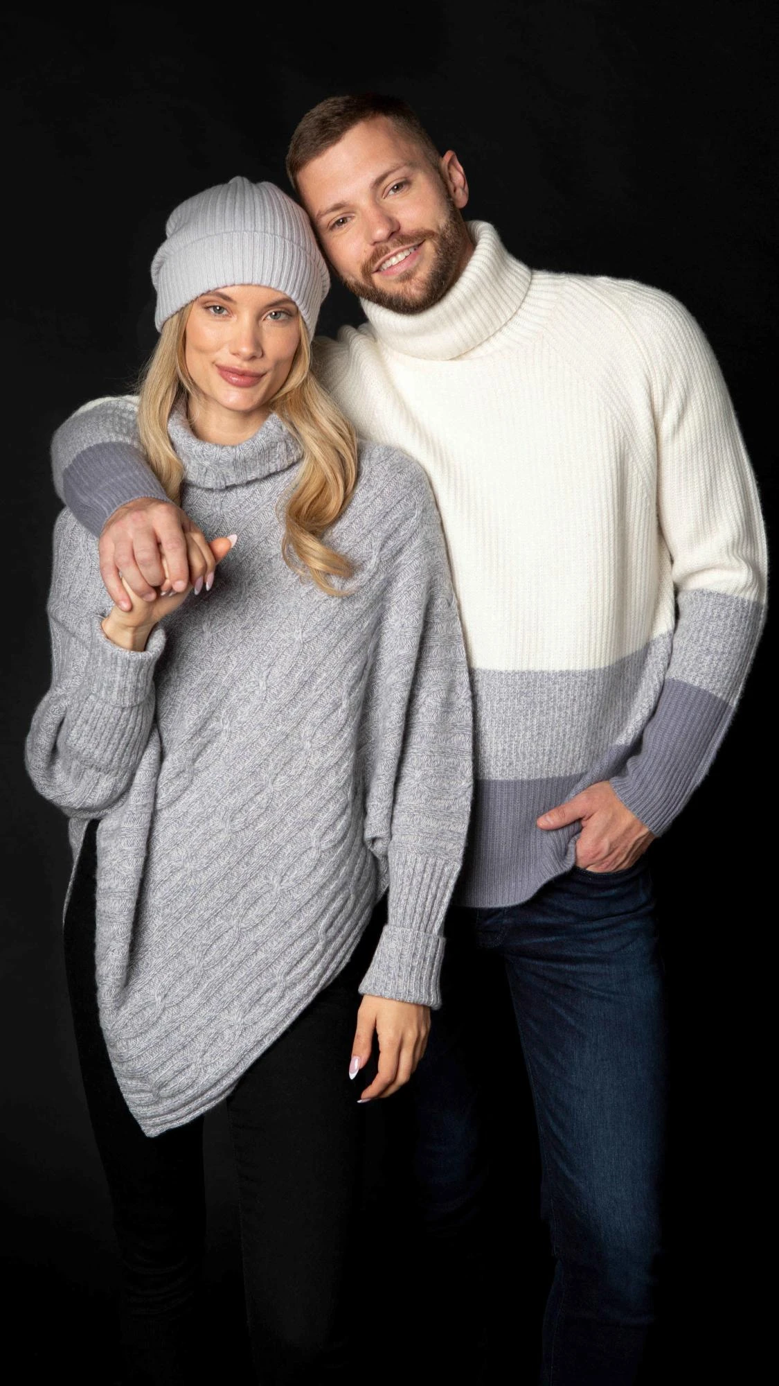 Black cashmere cowl neck sweater online