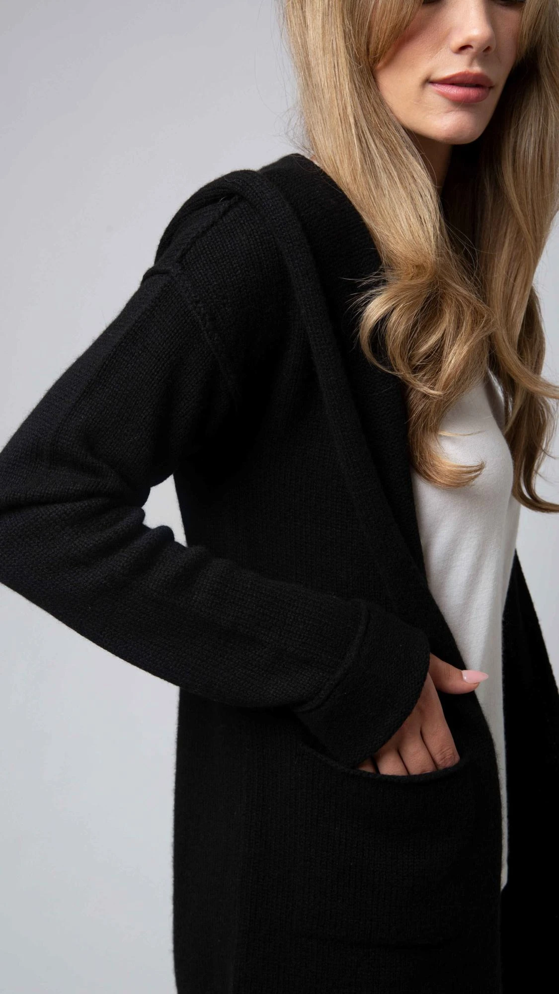 Black hooded cardigan womens hotsell