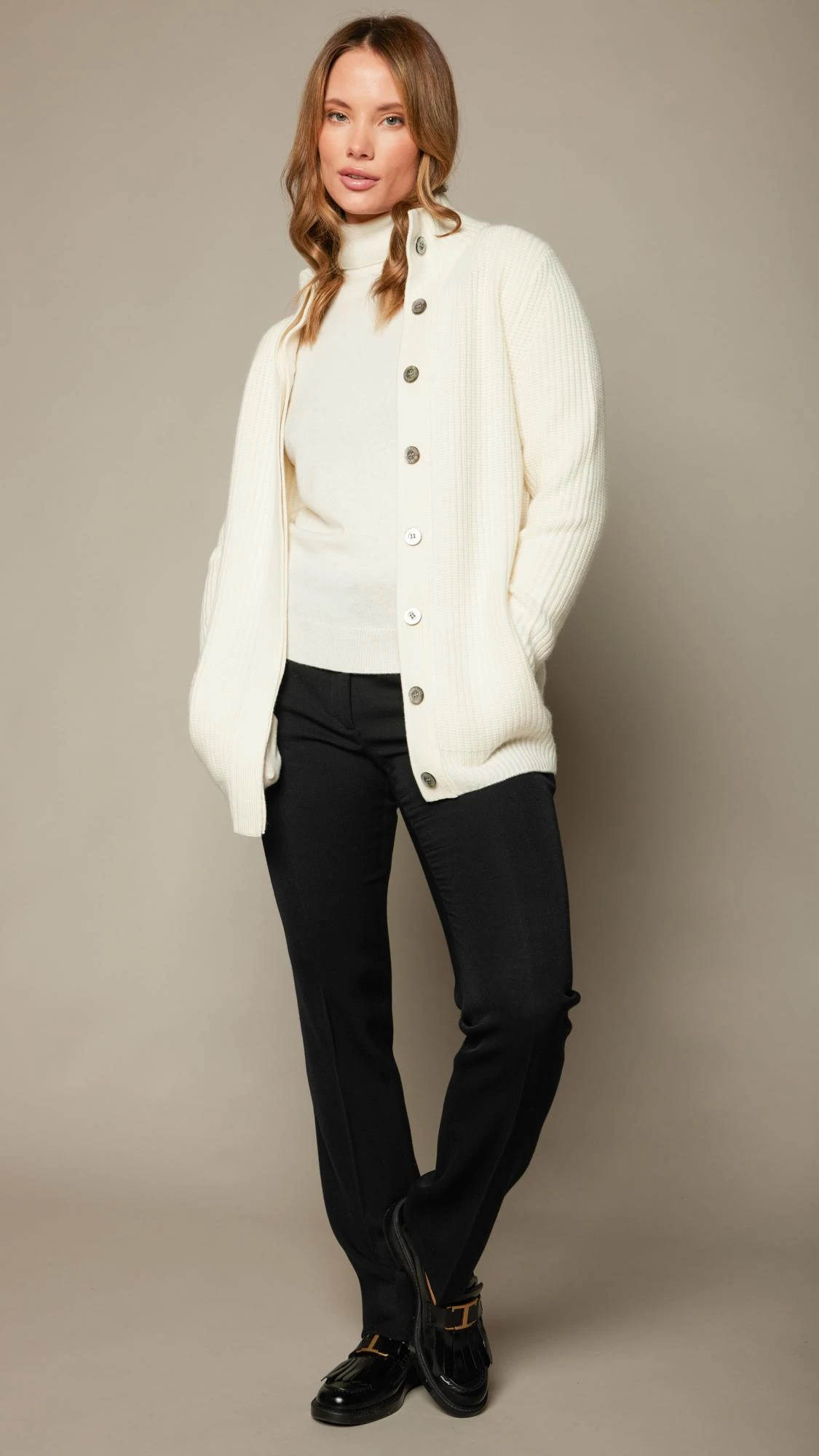 Ribbed Mock Neck Cardigan