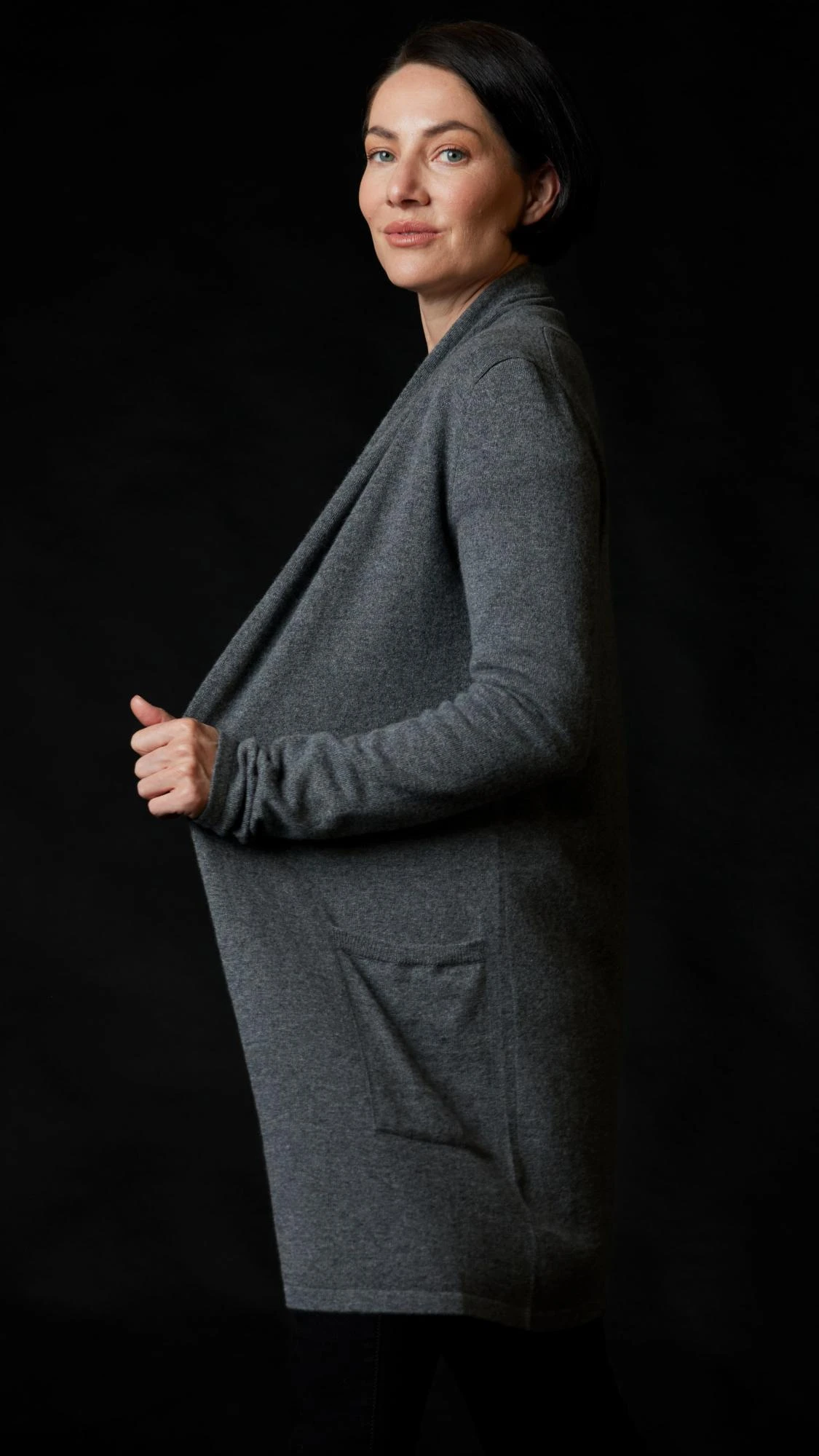 Black shawl neck cardigan cheap